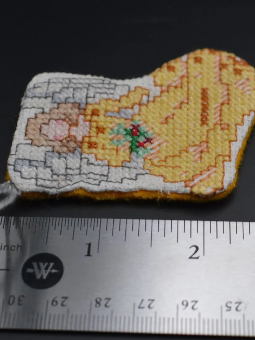 Cross Stitch Homemade Stocking Ornament - Angel
